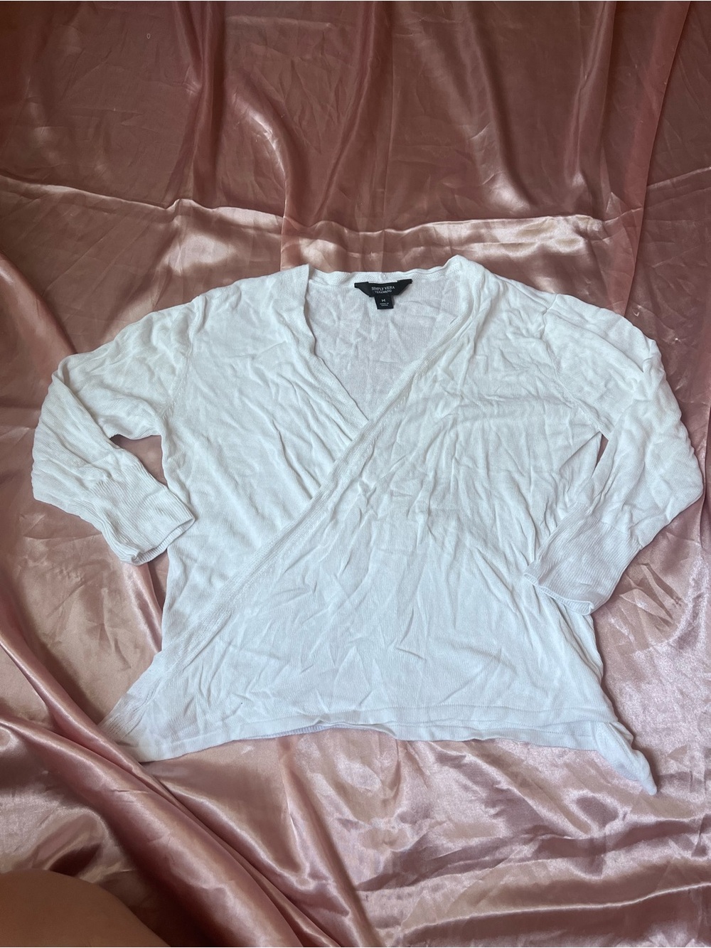 Simply Vera Vera Wang White Wrap-Style V-Neck Tunic